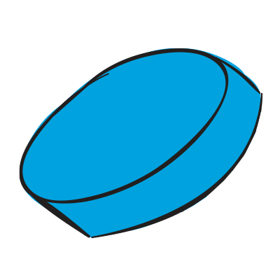 A simple illustration of a bright blue, oblong pill with a slight shadow, giving it a three-dimensional appearance. The background is transparent.