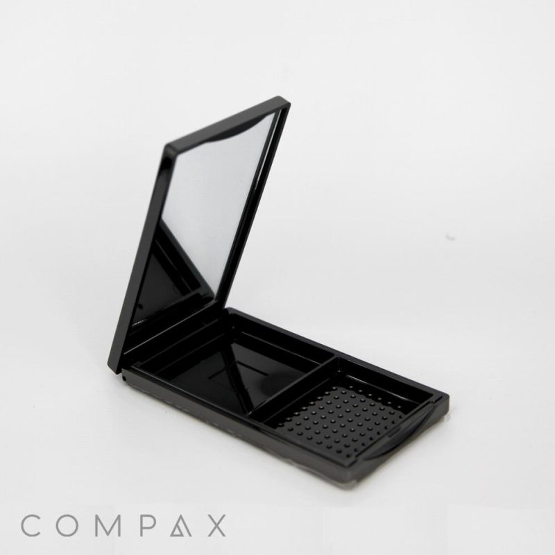 Single Well Rectangular Compact with Mirror + Brush Well – COMPAX Packaging
